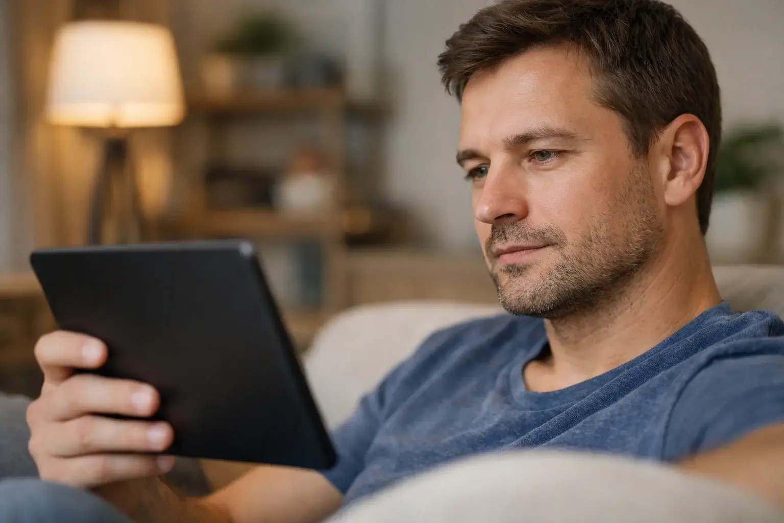 Person verfolgt ein Volleyballspiel auf einem Tablet